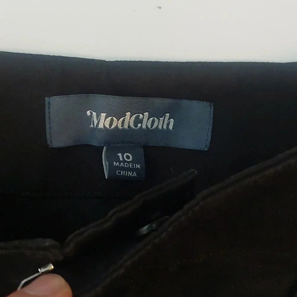 MODCLOTH "The Style Is Yours" Wide Leg Trousers front seam Pants Black Size 10 - Picture 6 of 8